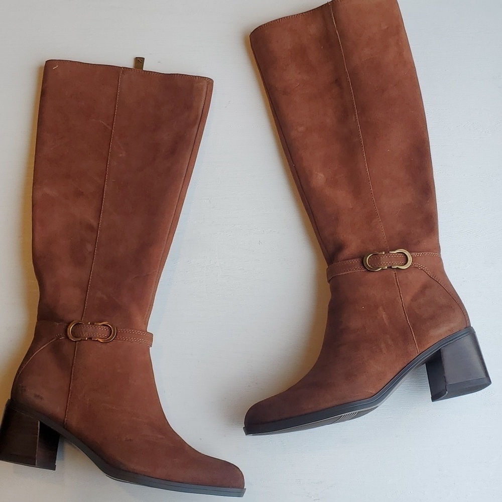 Naturalizer Light Brown Suede Sterling Saddle Knee High Boots 5 NWT - Picture 2 of 11